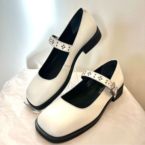 Free People Round Toe Rumor Mary Jane White Leather Size 6.5 New In Box - Picture 3 of 9